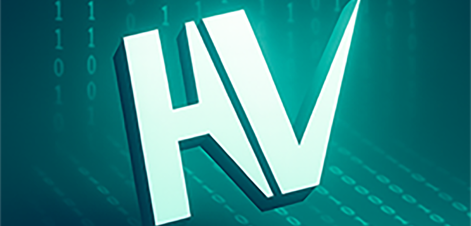 Hackvertor logo on a background of binary